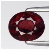 1.76ct 7.5x6mm Oval Natural Purplish Red Rhodolite