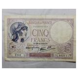 France 1939 5 Francs Banknote