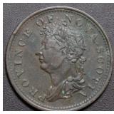 Canada NS-1A3 George lV 1823 1/2f Penny Token Br86