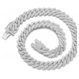 14mm Platinum Plated Iced Out Cuban Link Necklace