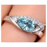 Silver 2.75g B.Topaz App 1ct Ring