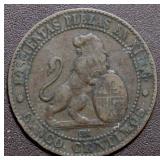 Spain 5 Centimos 1870 OM   KM_