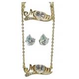 1ct Simulated Diamond CZ 14k Gold Plated 3 Piece S