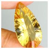 Pear Concave Cut Natural Yellow Citrine Clean 11.1