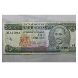 Barbados 1975 5 Dollars Banknote