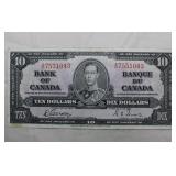 Canada $10 Banknote 1937 BC-24b Gordon Towers