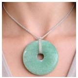 Hand Carved Aventurine Silver Necklace