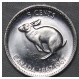 Canada 5 Cents 1967 Uncirculated