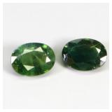 Pair 2ps Oval Natural Heated Only Green Sapphire A