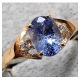 APPR $1340 10K Gold 1.63g Tanzanite 0.9ct Dia 0. S