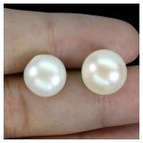 925 Sterling Silver Earrings Round Pearl 10mm Natu