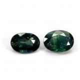 Pair 2ps Oval Natural Heated Only Green Sapphire A
