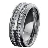 8mm Simulated Diamond CZ Platinum Plated Mens Ring