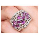 Silver 6.52g Grape Garnet App 3ct Ring Retail