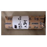 1937 Dot Nickel Roll (34 Coins)