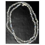 Labradorite Faceted Beads Silver Necklace 13'