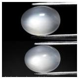 3.53ct Oval Cabochon Natural White Cat's Eye Moons