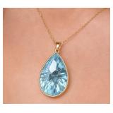 10K Gold Carved B.Topaz 3ct Pendant