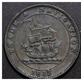 Canada NS-21A4 1813 Trade & Navigation 1/2 Penny T