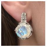 Silver 4.46g Moonstone App 3ct Earring