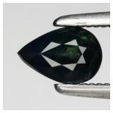 0.55ct Pear Natural Deep Bluish Green Sapphire - U