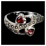 925 Sterling Silver Ring Heart Mozambique 5mm Garn