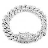 14mm Platinum Plated Iced Out Cuban Link Bracelet