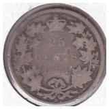 1874 Canada 25 Cent Coin MARKS
