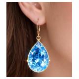 APPR $900 10K Gold 1.57g B.Topaz 7.1ct Earring