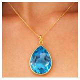 10K Gold 1.65g B.Topaz 6.65ct Pendant