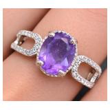 Silver 2.62g Amethyst 1.5ct Ring