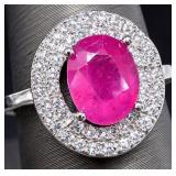 Silver 4.1g Ruby 2ct Ring