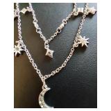 Silver tone necklace with crystals 17'