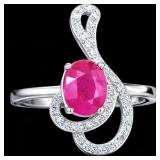 Silver 3.12g Ruby 1.5ct Ring