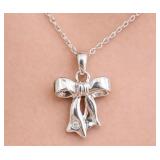 Silver 2.57g Natural Diamond 0.01ct Necklace