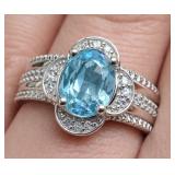 Silver 4g Blue Topaz App 1.5ct Ring Retail