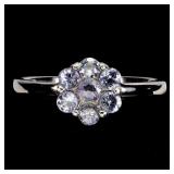 925 Sterling Silver Ring Round Tanzanite 3mm Natur