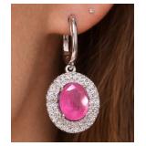 Silver 6.98g Ruby 3ct Earring