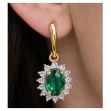 Silver 2.3g Created Emerald 2.75ct Earring