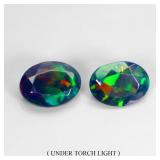 Pair 2pcs Oval AAA Floral Flash Play Of Color Blac