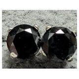 APPR $900 14K Gold 0.7g Black Diamond 1.02ct Earri