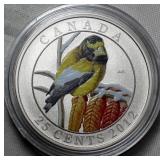 Canada 25 Cents 2012 Evening Grosbeak