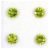 Round Cut Natural Unheated Apple Green Peridot 4pc
