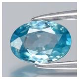 0.87ct 6.7x4.7mm VS Oval Natural Blue Zircon - Gen