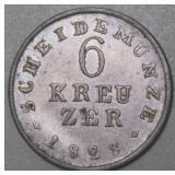 German States Hesse-Darmstadt 1828 6 Kreuzer
