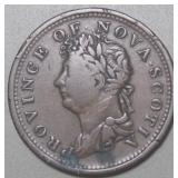 Canada NS-1A3 George lV 1823 1/2 Penny Token Br867