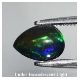 0.49ct 7x5mm Pear Cabochon Natural Black Opal - Co