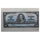 Canada $5 Banknote 1937 BC-23c Coyne Towers