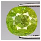 3.32ct 9x8.5mm Cushion Natural Yellowish Green Gro