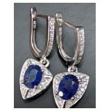 Silver 4.66g Sapphire 2ct Earring Retail
